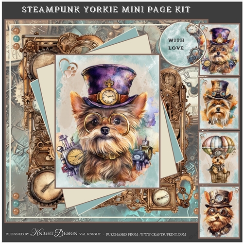 Steampunk Yorkie Mini Page Kit 