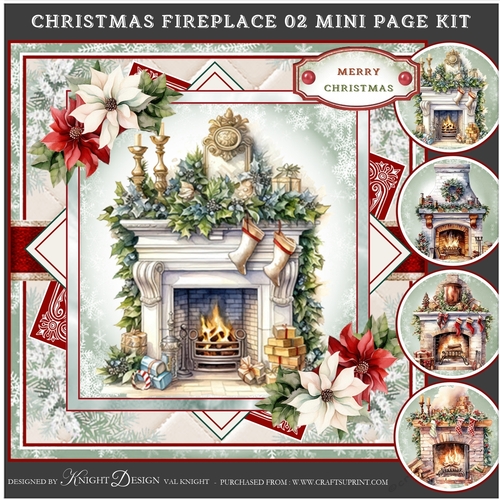 Christmas Fireplace 02 Mini Page Kit 