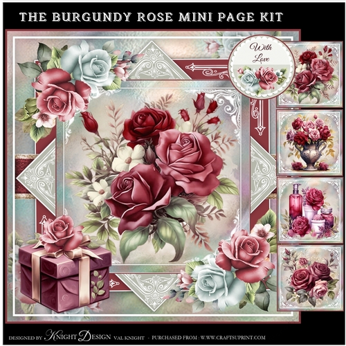 The Burgundy Rose Mini Page Kit