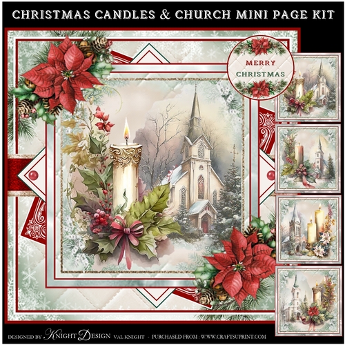 Christmas Candles & Church Mini Page Kit