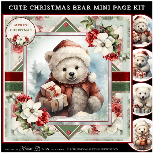 Cute Christmas Bear Mini Page Kit