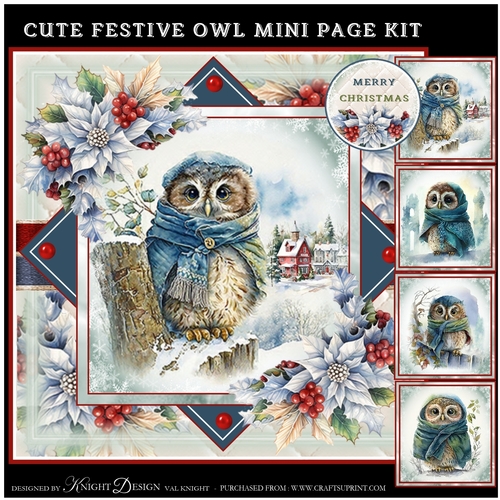 Cute Festive Owl Mini Page Kit