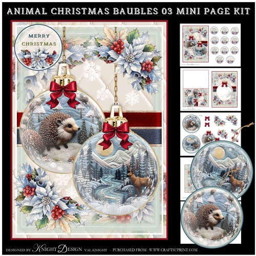Animal Christmas Baubles 03 Mini Page Kit