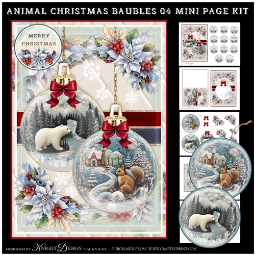 Animal Christmas Baubles 04 Mini Page Kit
