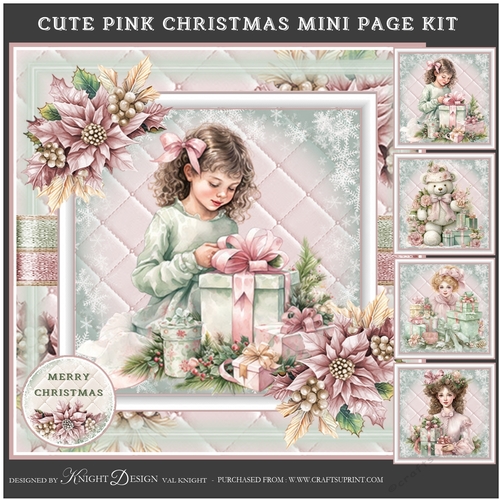 Cute Pink Christmas Mini Page Kit