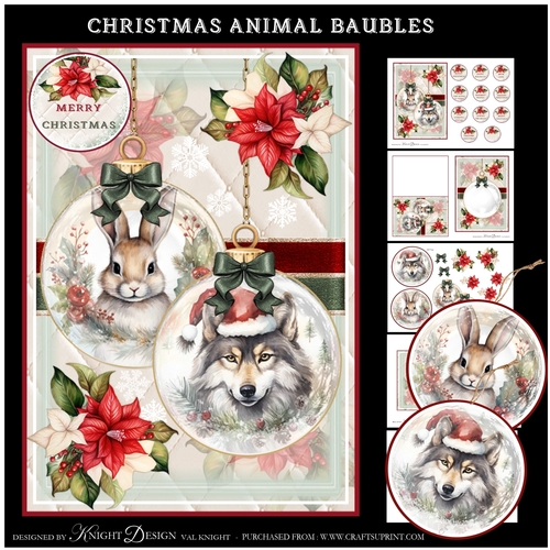 Christmas Animal Baubles Mini Page Kit