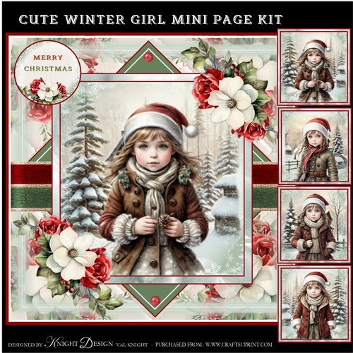 Cute Winter Girl Mini Page Kit