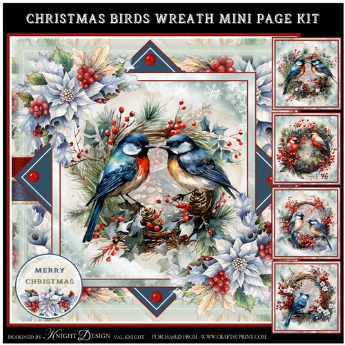 Christmas Birds Wreath Mini Page Kit