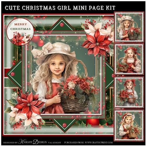 Cute Christmas Girl Mini Page Kit