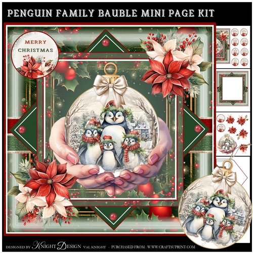 Penguin Family Bauble Mini Page Kit