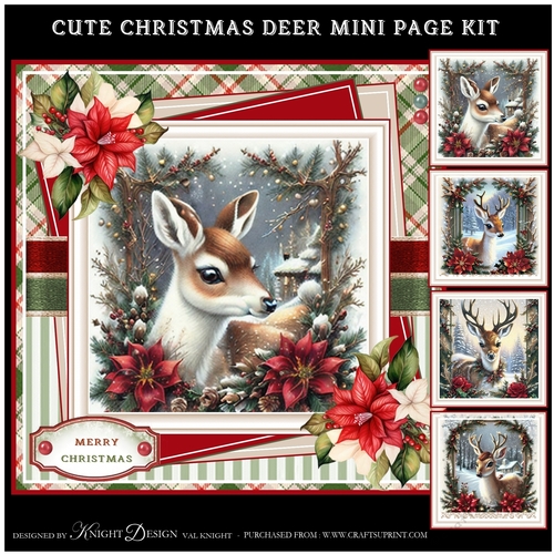 Cute Christmas Deer Mini Page Kit