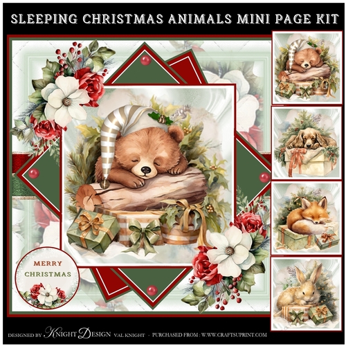 Sleeping Christmas Animals Mini Page Kit