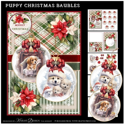 Puppy Christmas Baubles Mini Page Kit
