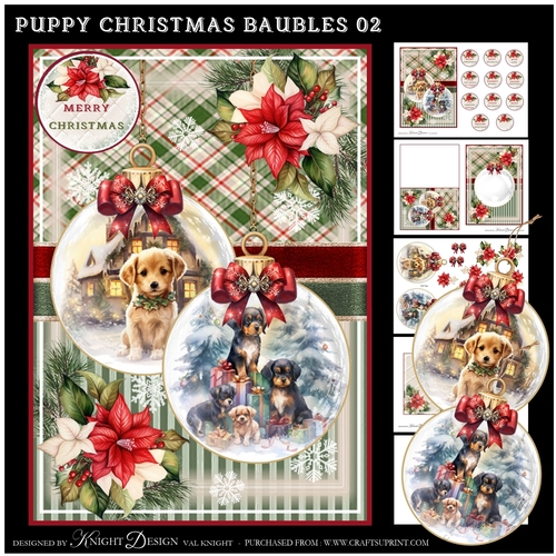 Puppy Christmas Baubles 02 Mini Page Kit