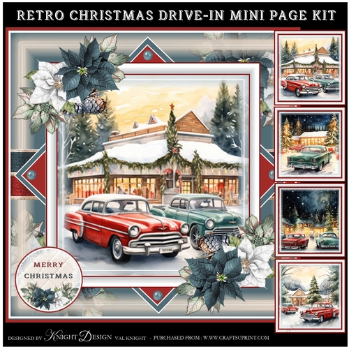Retro Christmas Drive-In Mini Page Kit