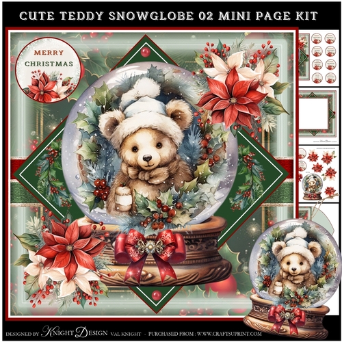 Cute Teddy Snow Globe 02 Mini Page Kit