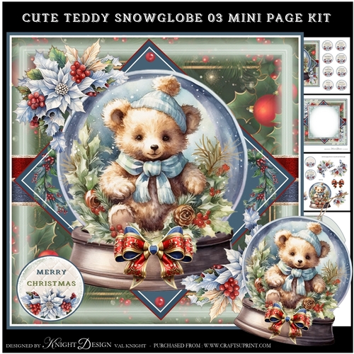 Cute Teddy Snow Globe 03 Mini Page Kit