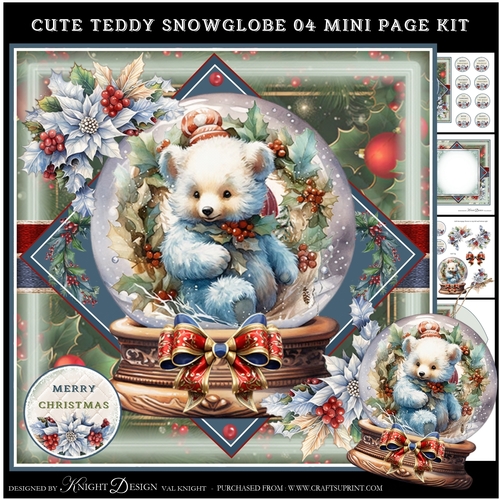 Cute Teddy Snow Globe 04 Mini Page Kit