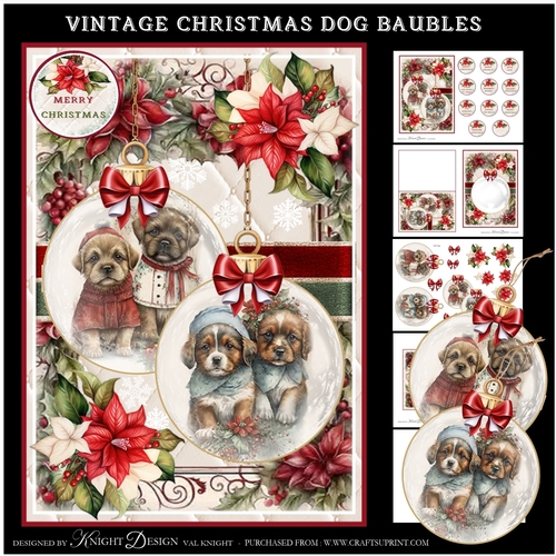 Vintage Christmas Dog Baubles Mini Page Kit