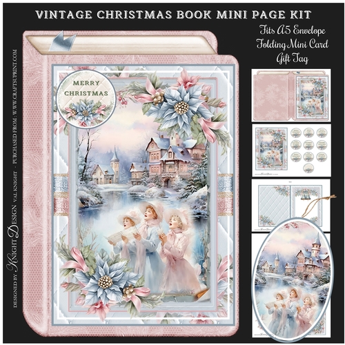 Vintage Christmas Book Shaped Mini Page Kit