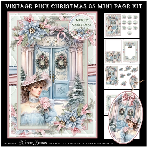 Vintage Pink Christmas 05 Mini Page Kit