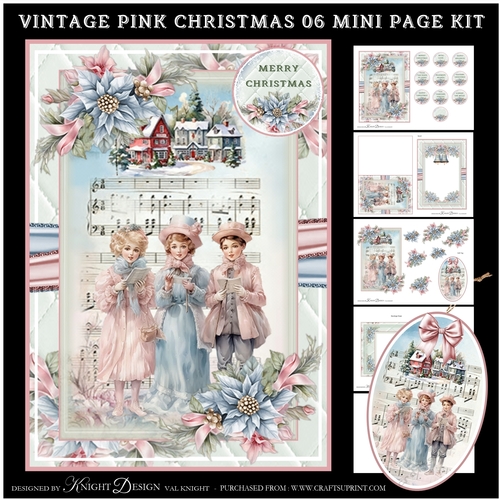 Vintage Pink Christmas 06 Mini Page Kit