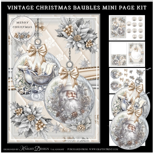 Vintage Christmas Baubles Mini Page Kit
