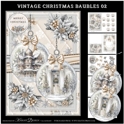 Vintage Christmas Baubles 02 Mini Page Kit