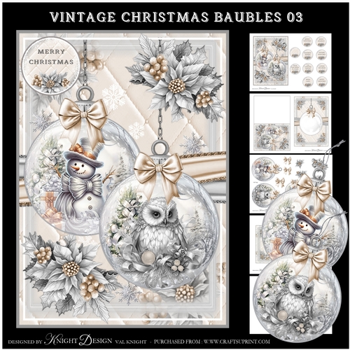 Vintage Christmas Baubles 03 Mini Page Kit