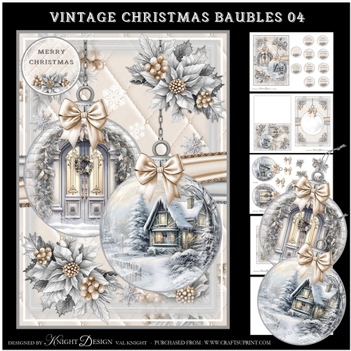 Vintage Christmas Baubles 04 Mini Page Kit