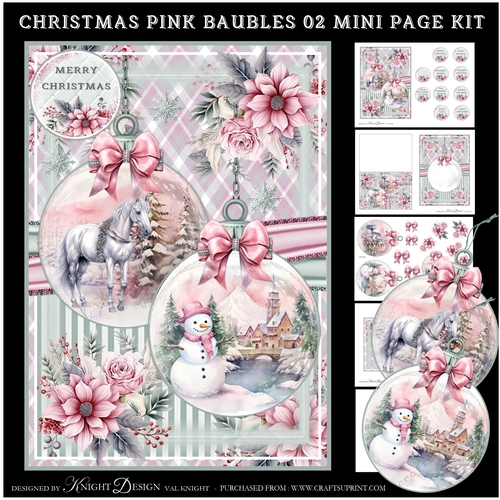 Christmas Pink Baubles 02 Mini Page Kit