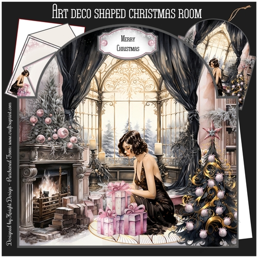 Art Deco Christmas Room Shaped Mini Page Kit