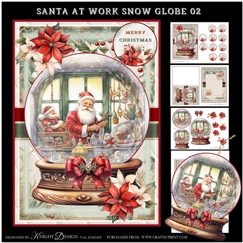 Santa At Work Snow Globe 02 Mini Page Kit
