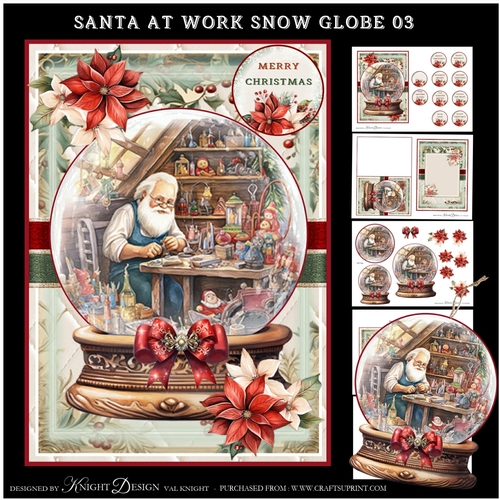 Santa At Work Snow Globe 03 Mini Page Kit