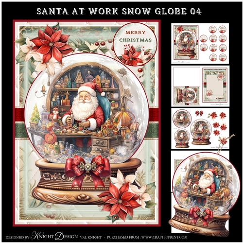 Santa At Work Snow Globe 04 Mini Page Kit