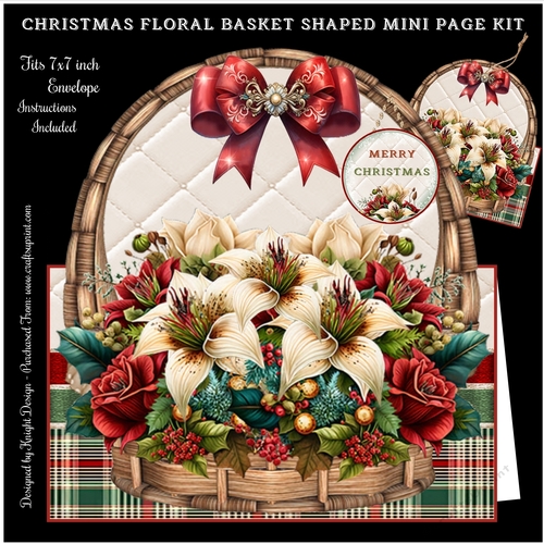 Christmas Floral Basket Shaped Mini Page Kit