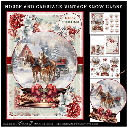 Horse And Carriage Vintage Snow Globe Mini Page Kit