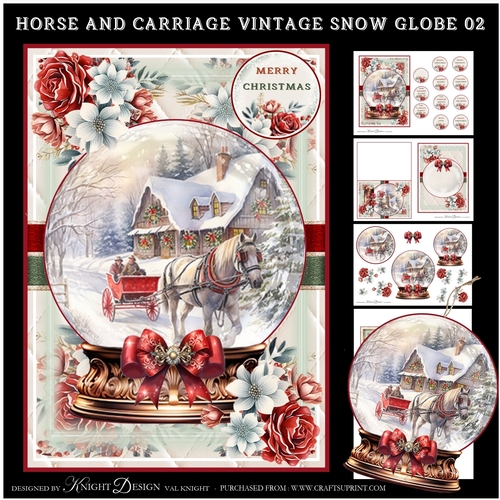 Horse And Carriage Vintage Snow Globe 02 Mini Page Kit