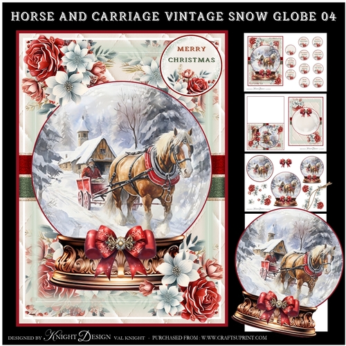 Horse And Carriage Vintage Snow Globe 04 Mini Page Kit
