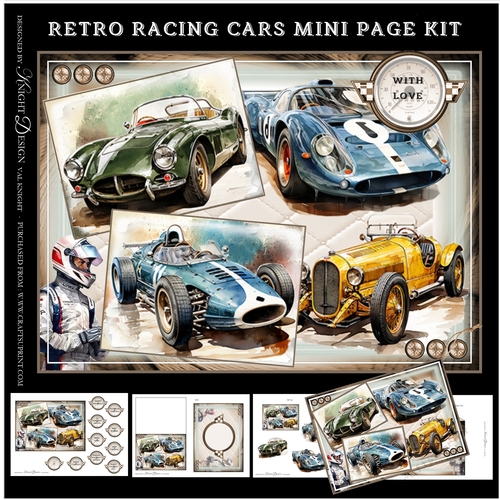 Retro Racing Cars Mini Page Kit