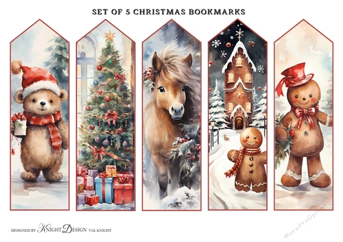 Set of 5 Christmas Bookmarks