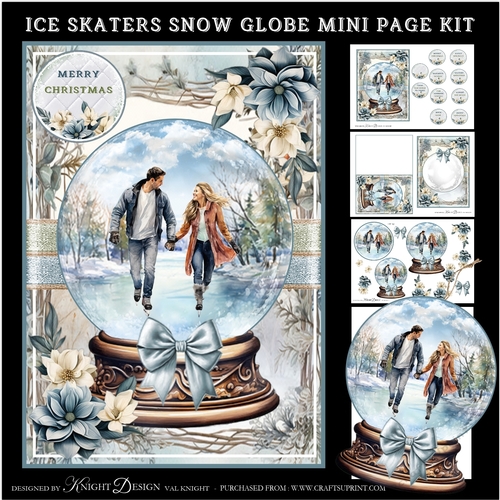  Ice Skaters Snow Globe Mini Page Kit