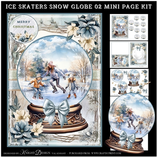 Ice Skaters Snow Globe 02 Mini Page Kit
