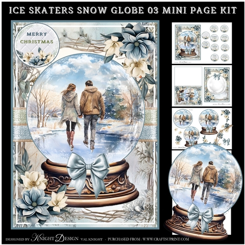 Ice Skaters Snow Globe 03 Mini Page Kit