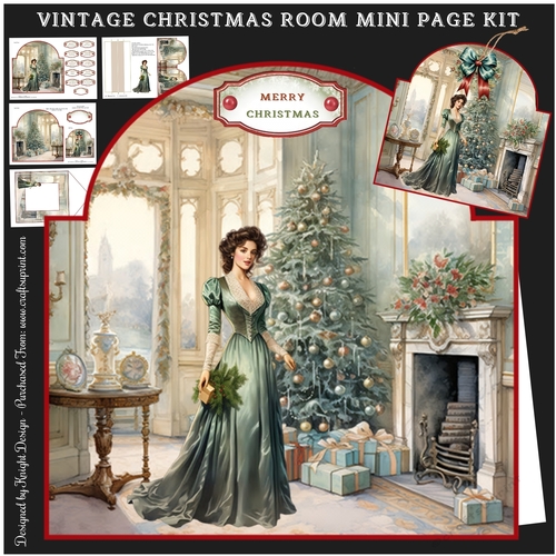 Vintage Christmas Room Shaped Mini Page Kit