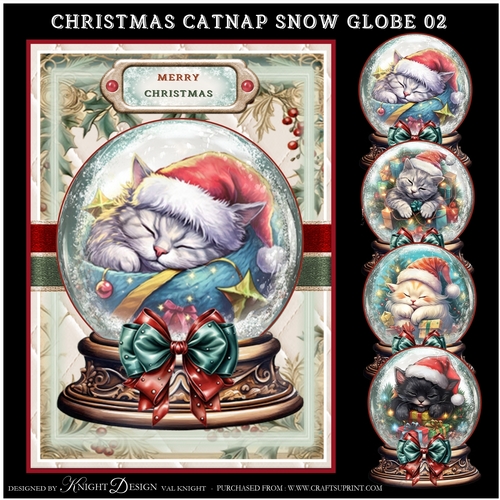 Christmas Catnap Snow Globe 02 Mini Page Kit