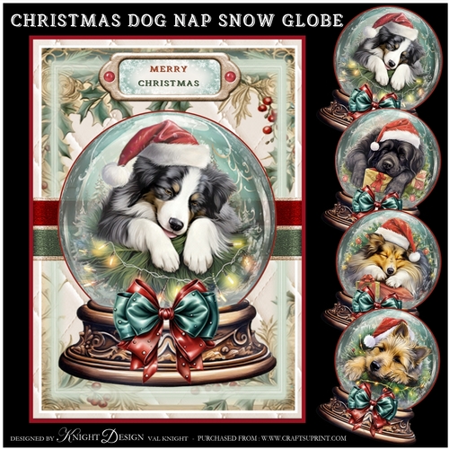 Christmas Dog Nap Snow Globe Mini Page Kit
