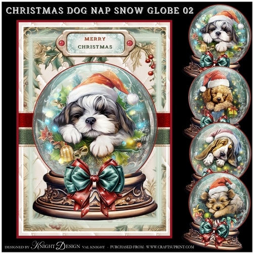 Christmas Dog Nap Snow Globe 02 Mini Page Kit