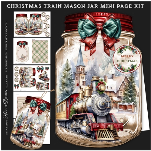 Christmas Train Mason Jar Mini Page Kit