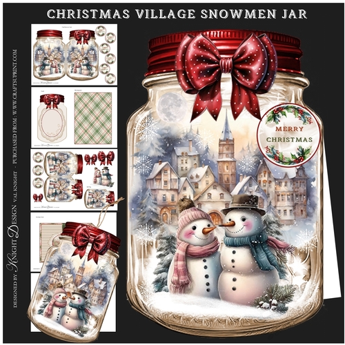 Christmas Village Snowmen Jar Mini Page Kit